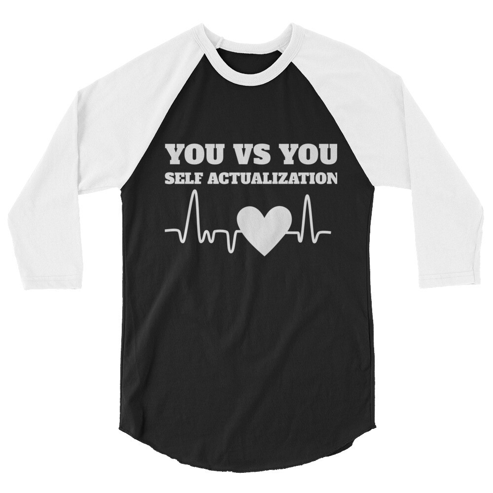 YOU VS YOU-3/4 sleeve raglan shirt, Color: Black/White, Size: S