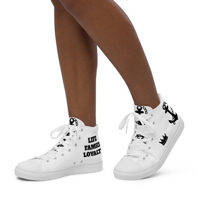 LIFE,FAMILY,LOYALTY-Women’s high top canvas shoes