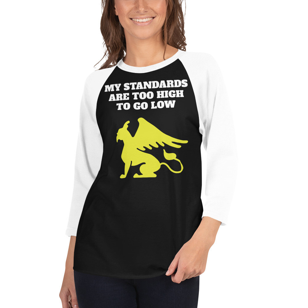 MISS STANDARDS-3/4 sleeve raglan shirt, Color: Black/White, Size: S