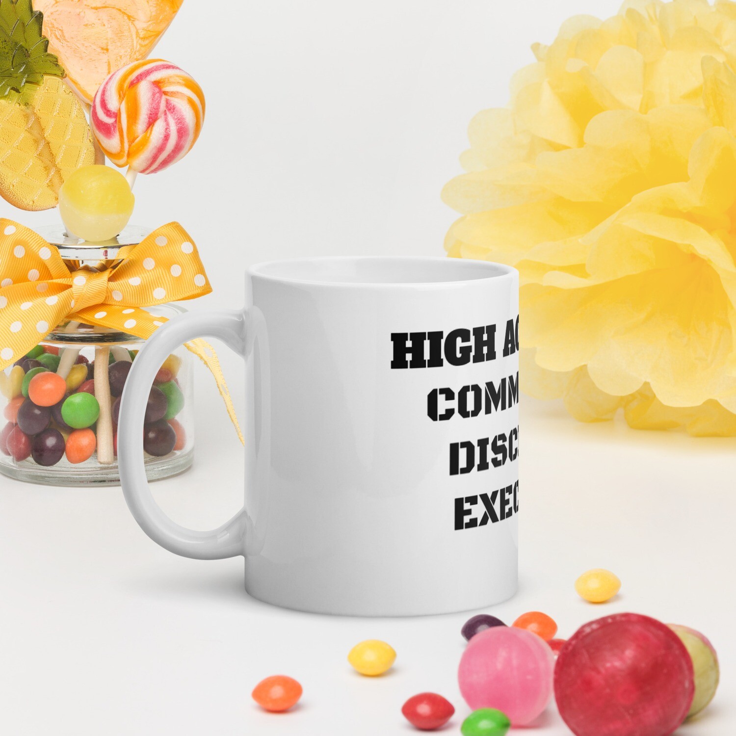 HIGH ACHIEVERS-White glossy mug, Size: 11oz