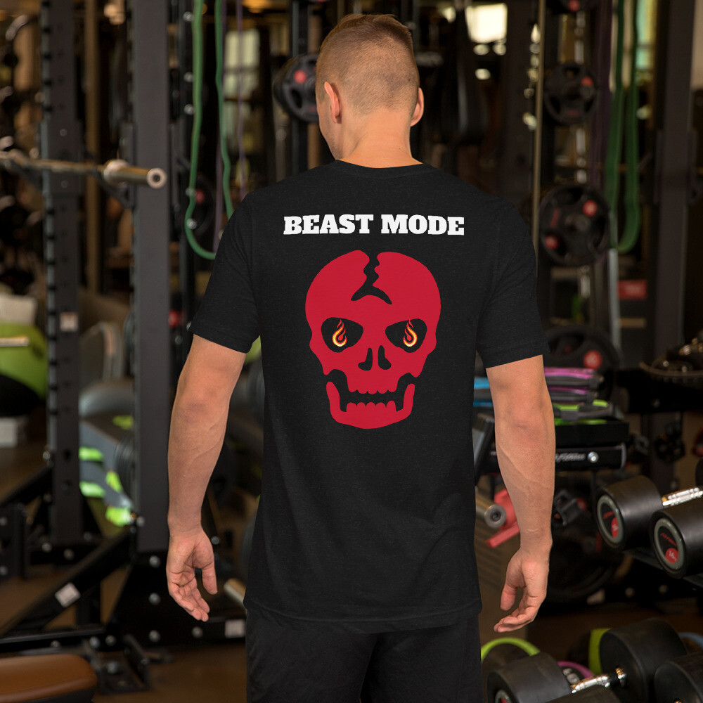 BEAST MODE-Short-Sleeve Unisex T-Shirt, Color: Black Heather, Size: S