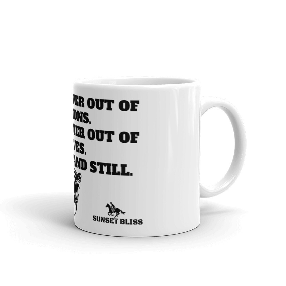 NEVER STAND STILL-White glossy mug, Size: 11oz