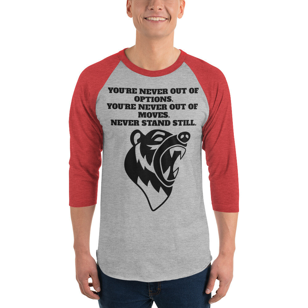 NEVER STAND STILL-3/4 sleeve raglan shirt, Color: Heather Grey/Heather Red, Size: S