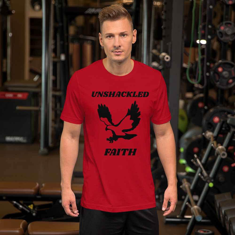 UNSHACKLED-Short-Sleeve Unisex T-Shirt, Color: Red, Size: S