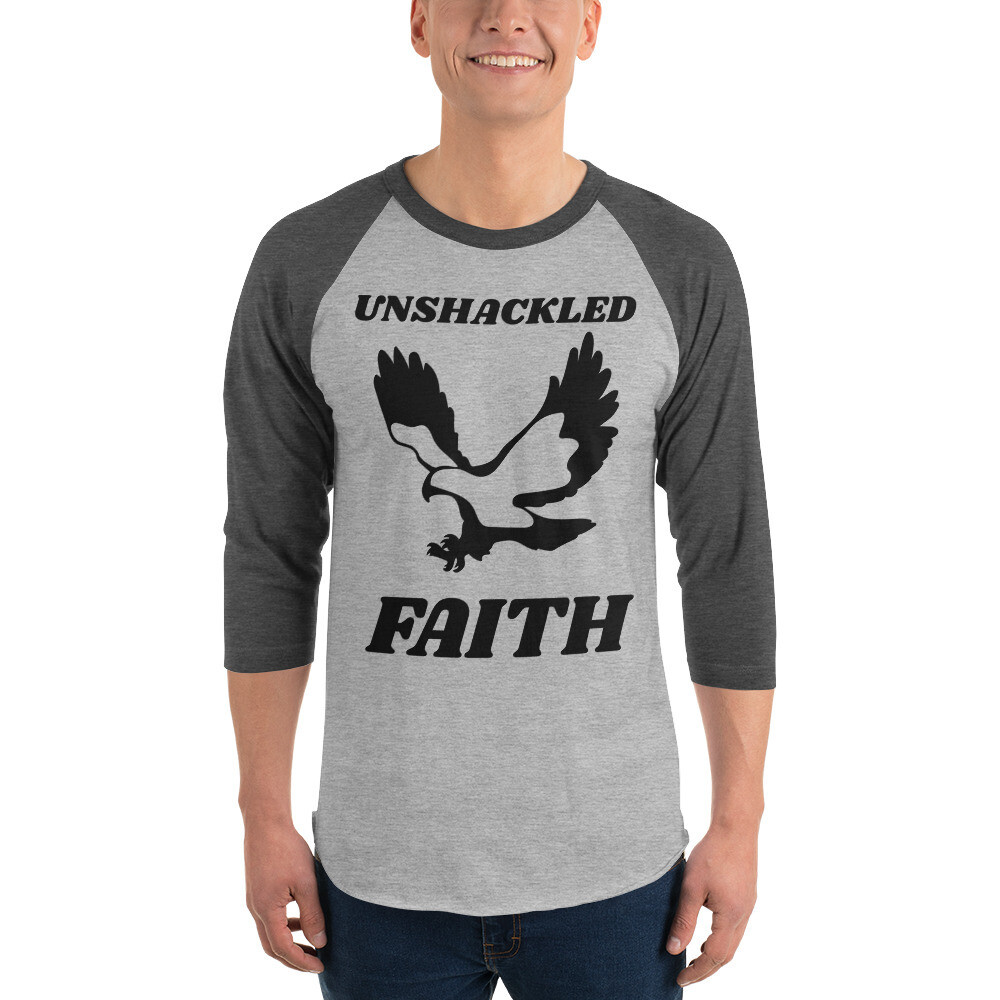 UNSHACKLED-3/4 sleeve raglan shirt, Color: Heather Grey/Heather Charcoal, Size: S