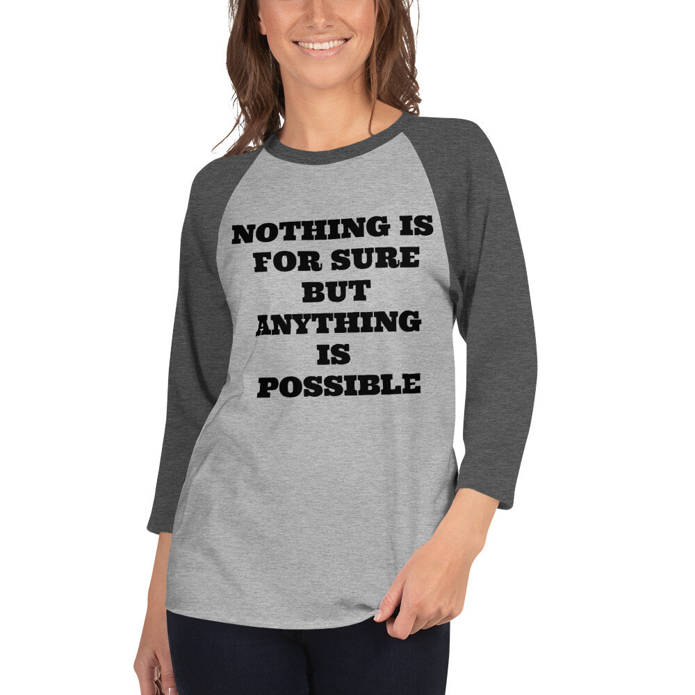 ANYTHING POSSIBLE-3/4 sleeve raglan shirt, Color: Heather Grey/Heather Charcoal, Size: S