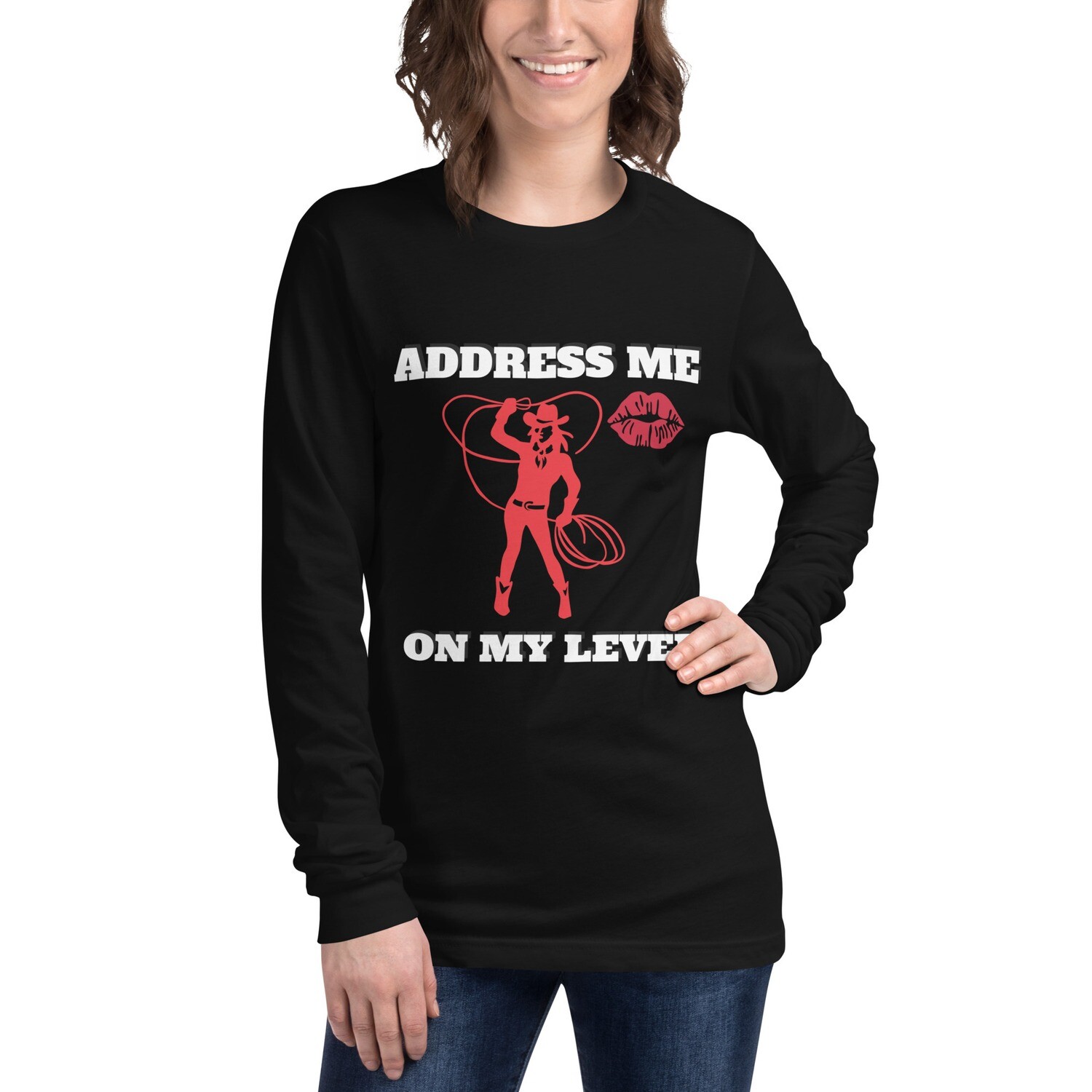 ADDRESS ME-Unisex Long Sleeve Tee, Color: Black, Size: S