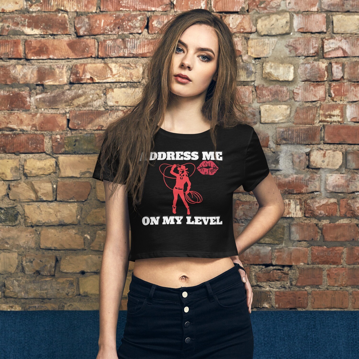 ADDRESS ME-Women’s Crop Tee, Color: Black, Size: XS/SM