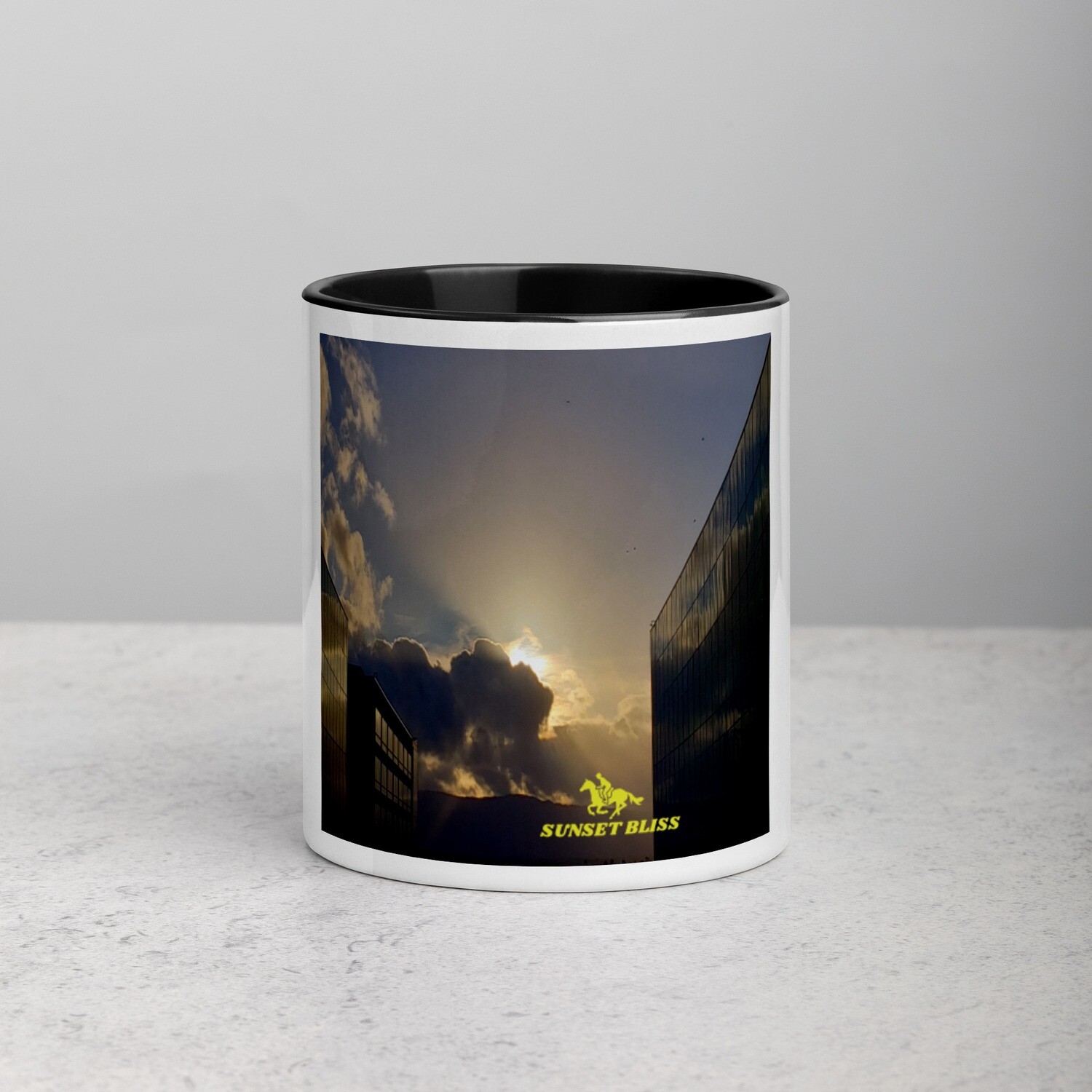 TOP FLIGHT SKYLINE-Mug with Color Inside, Color: Black