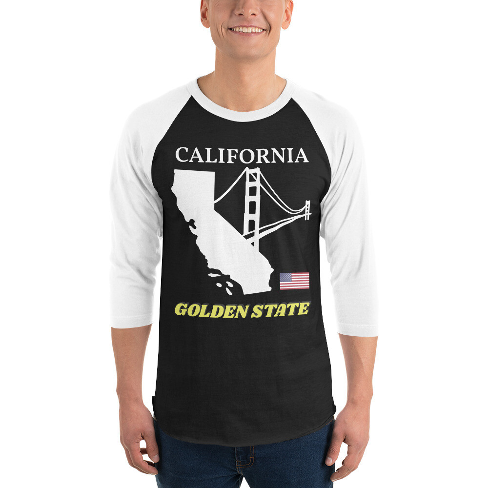 CALIFORNIA-3/4 sleeve raglan shirt, Color: Black/White, Size: XS