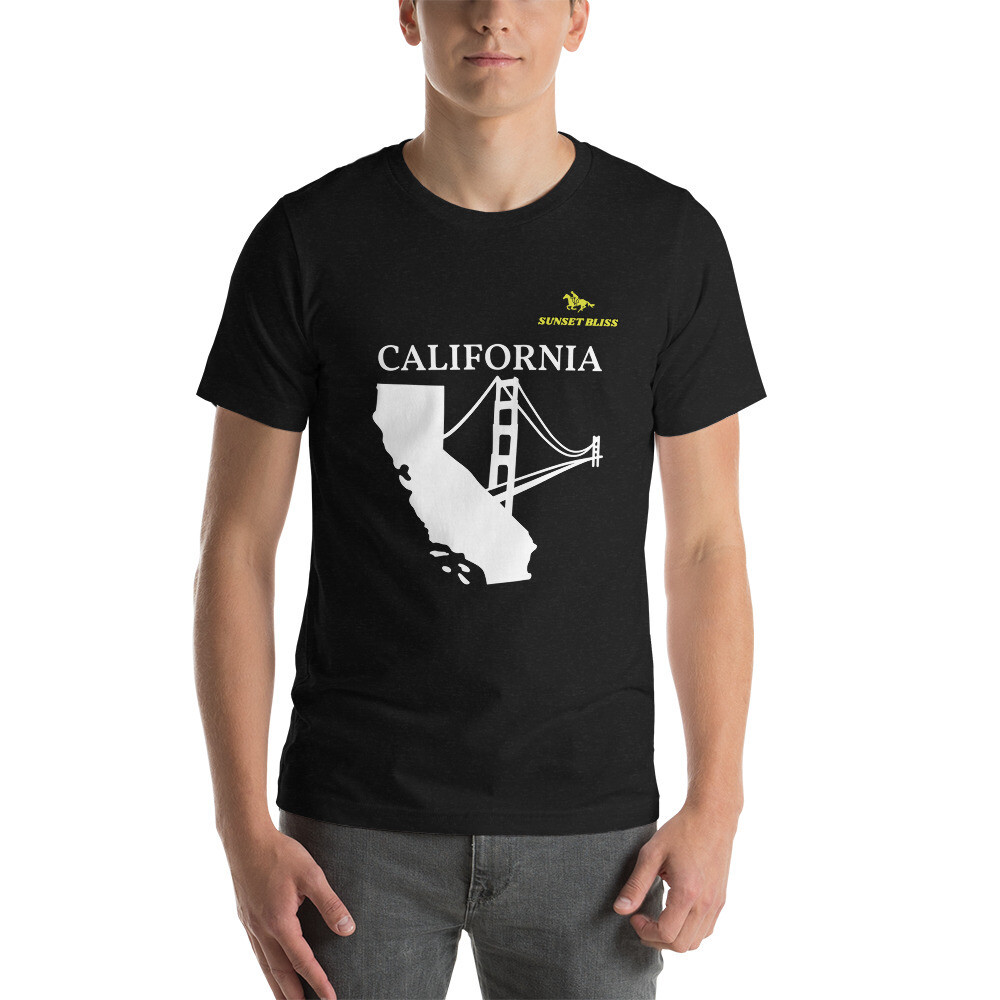 CALIFORNIA-Short-Sleeve Unisex T-Shirt, Color: Black Heather, Size: S