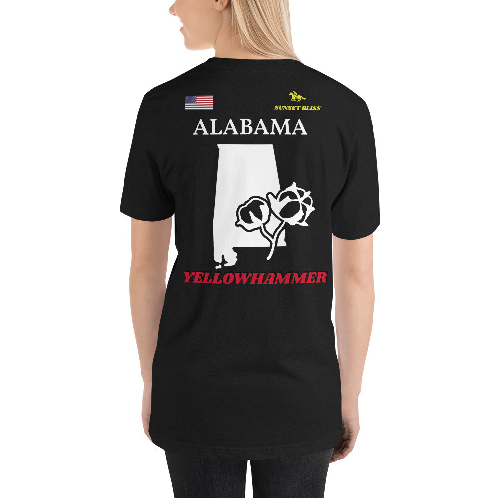 ALABAMA-Short-Sleeve Unisex T-Shirt, Color: Black Heather, Size: S