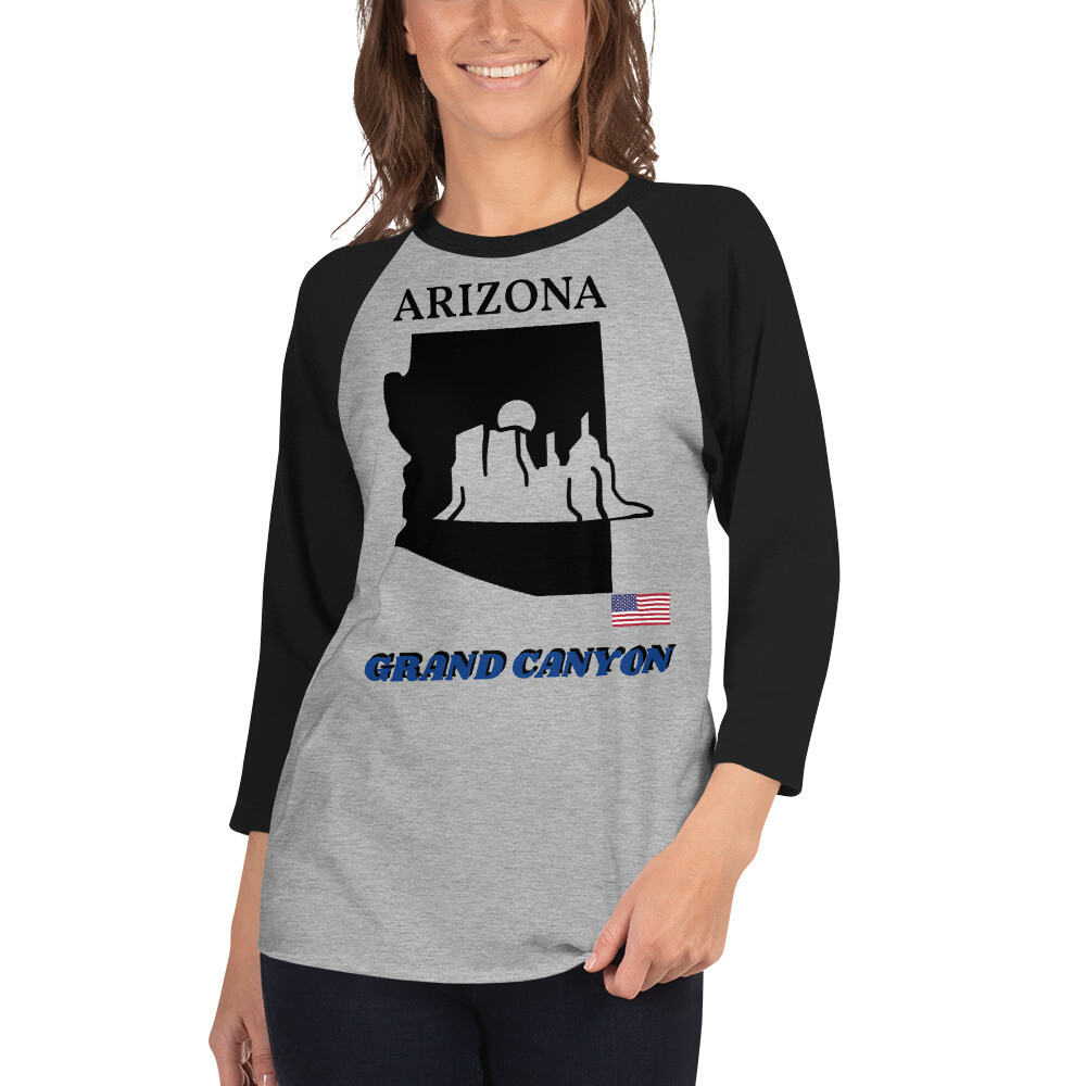 ARIZONA-3/4 sleeve raglan shirt, Color: Heather Grey/Black, Size: XS