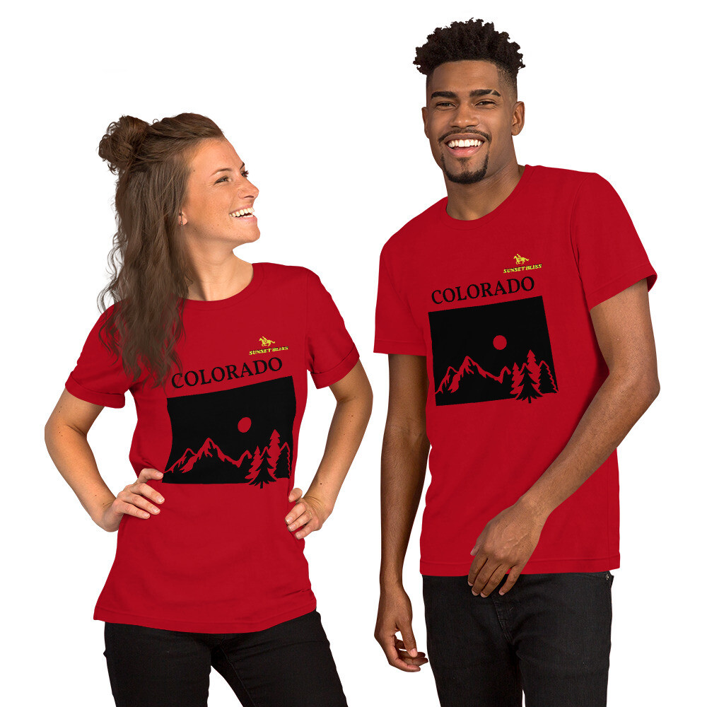 COLORADO-Short-Sleeve Unisex T-Shirt, Color: Red, Size: S