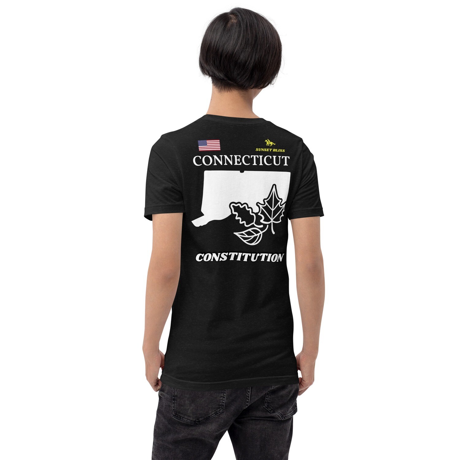 CONNECTICUT-Short-Sleeve Unisex T-Shirt, Color: Black Heather, Size: S