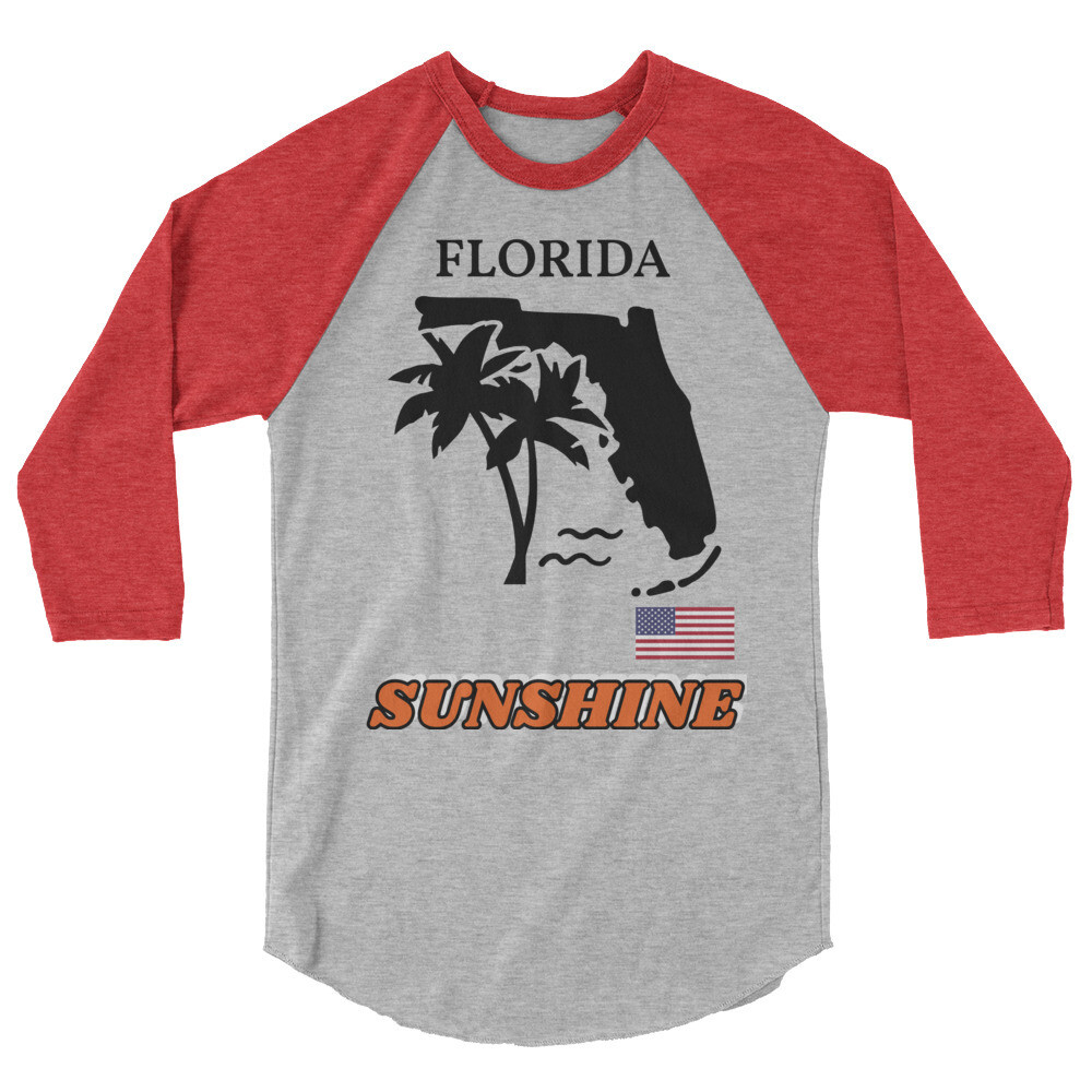 FLORIDA-3/4 sleeve raglan shirt, Color: Heather Grey/Heather Red, Size: XS