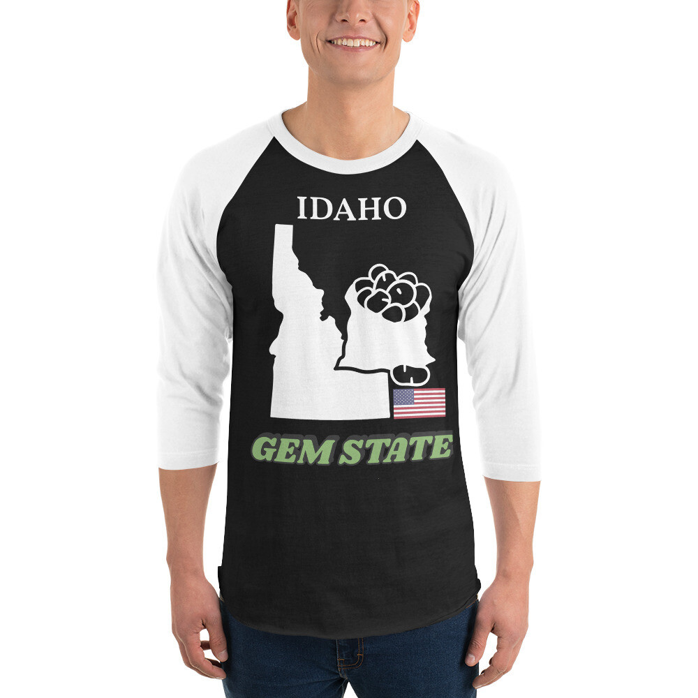 IDAHO-3/4 sleeve raglan shirt, Color: Black/White, Size: XS