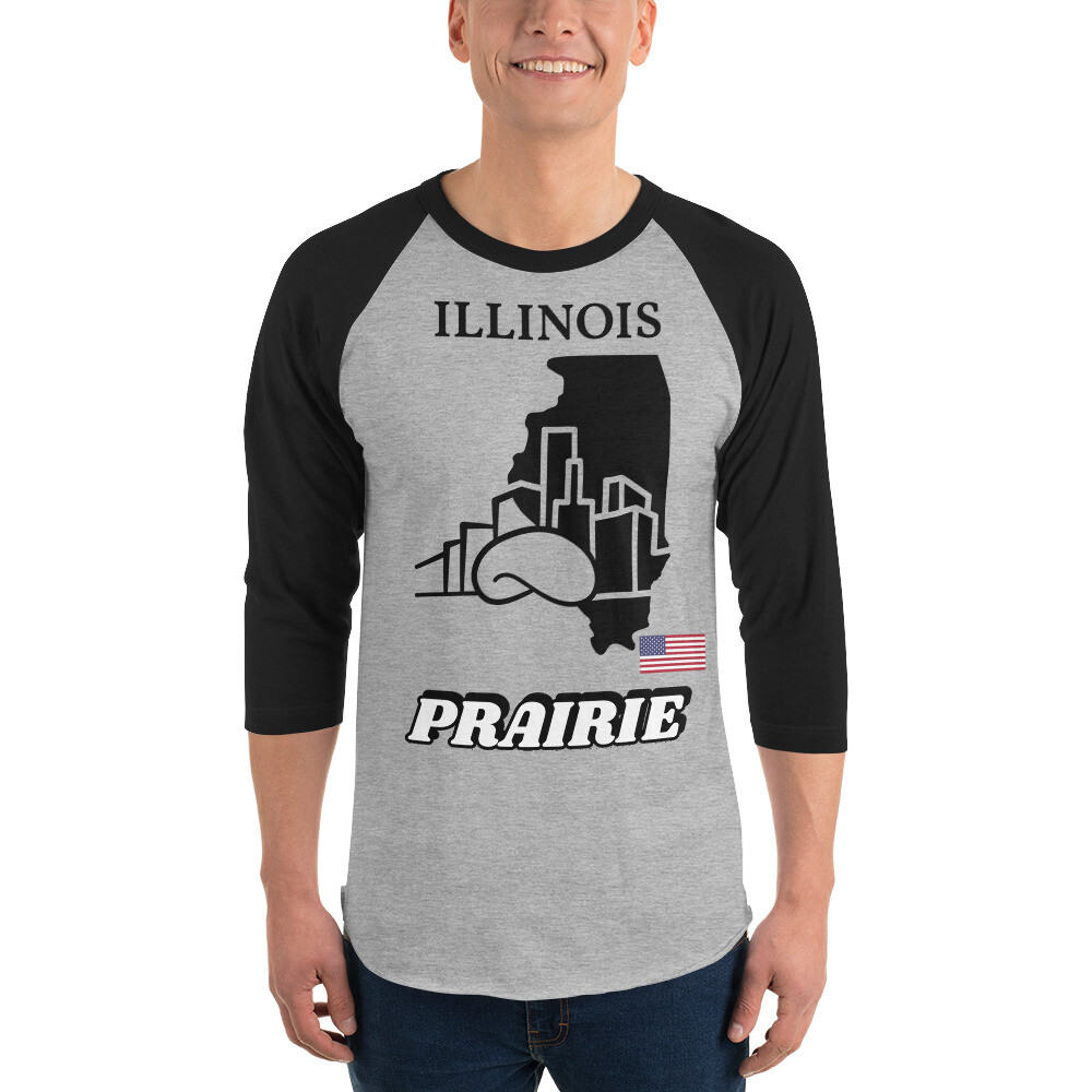 ILLINOIS-3/4 sleeve raglan shirt, Color: Heather Grey/Black, Size: XS