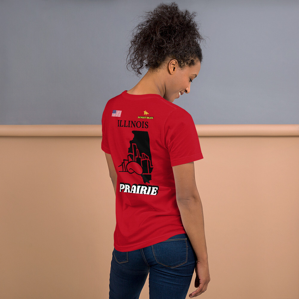 ILLINOIS-Short-Sleeve Unisex T-Shirt, Color: Red, Size: S