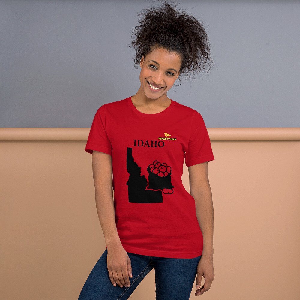 IDAHO-Short-Sleeve Unisex T-Shirt, Color: Red, Size: S