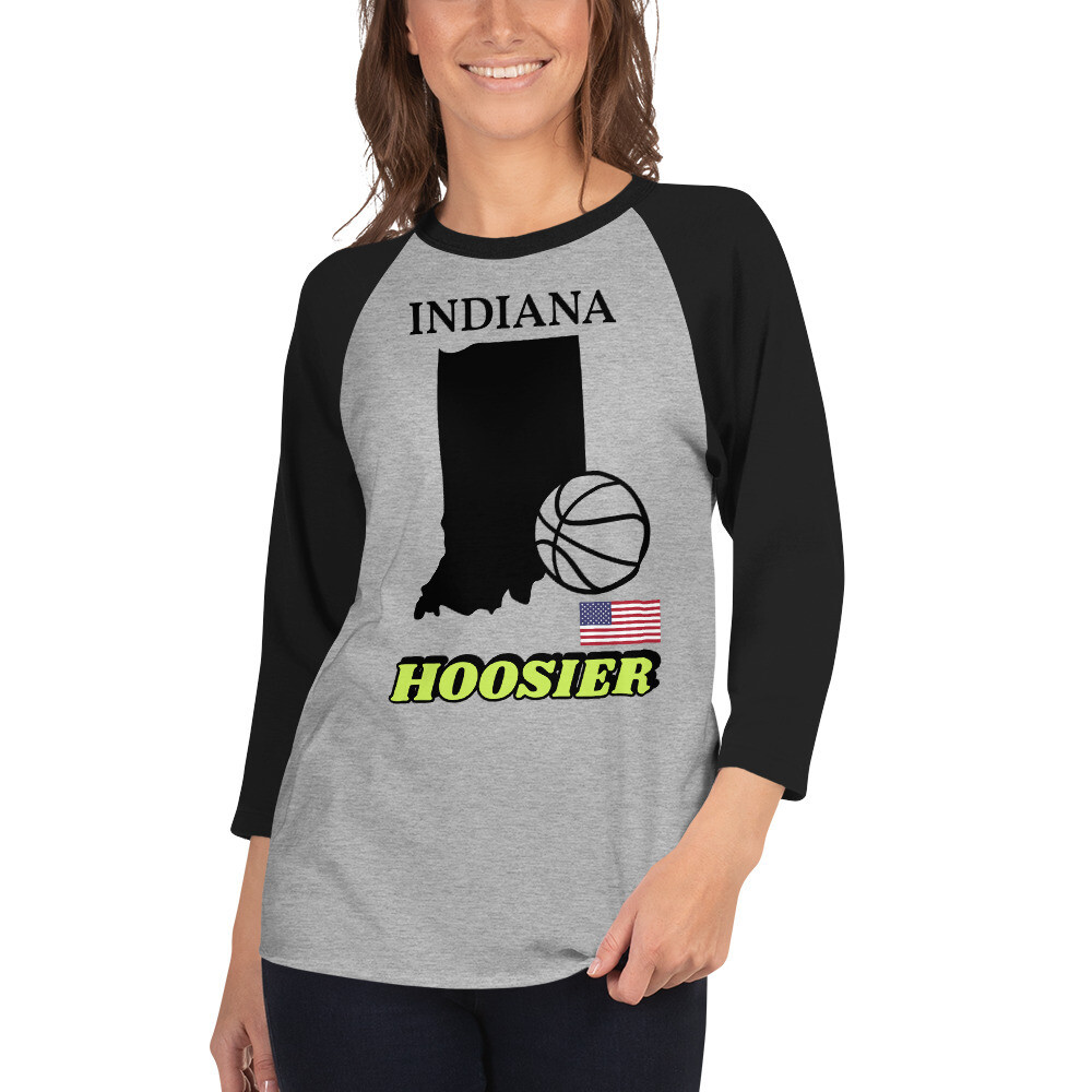 INDIANA-3/4 sleeve raglan shirt, Color: Heather Grey/Black, Size: XS