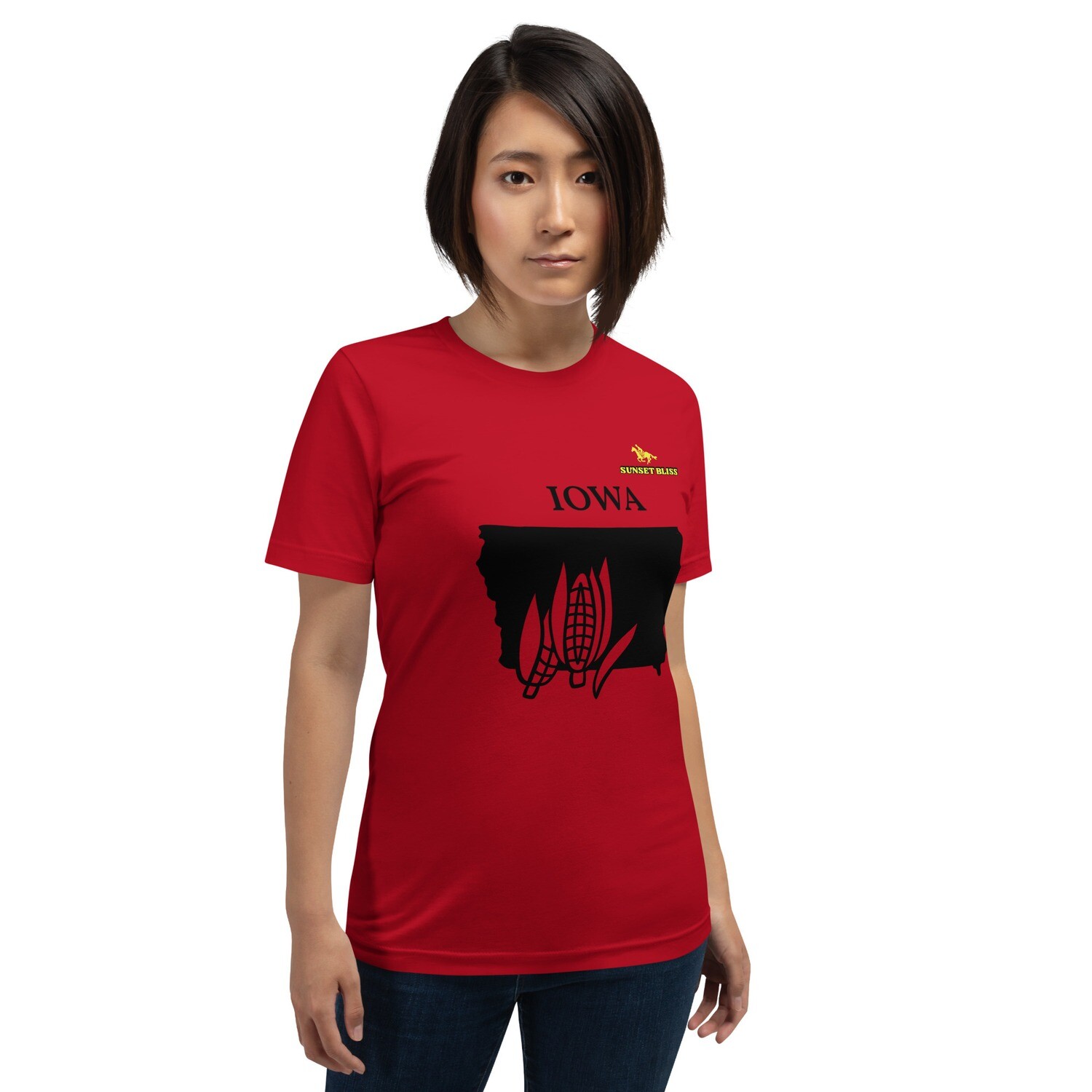 IOWA-Short-Sleeve Unisex T-Shirt, Color: Red, Size: S
