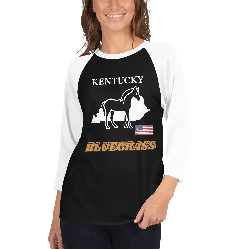 KENTUCKY-3/4 sleeve raglan shirt, Color: Black/White, Size: XS