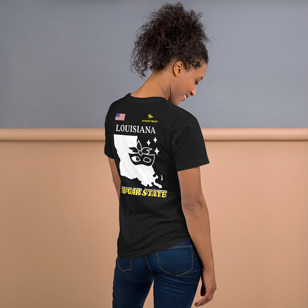 LOUISIANA-Short-Sleeve Unisex T-Shirt, Color: Black Heather, Size: S