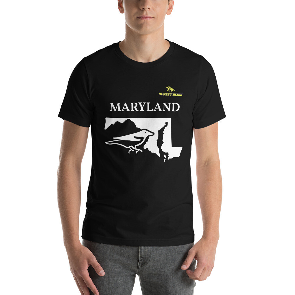 MARYLAND-Short-Sleeve Unisex T-Shirt, Color: Black, Size: S