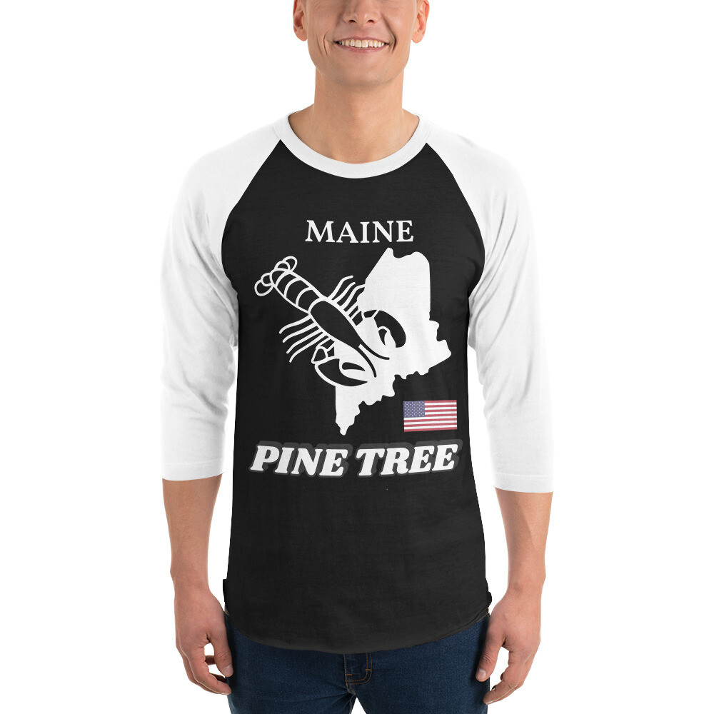 MAINE-3/4 sleeve raglan shirt, Color: Black/White, Size: XS