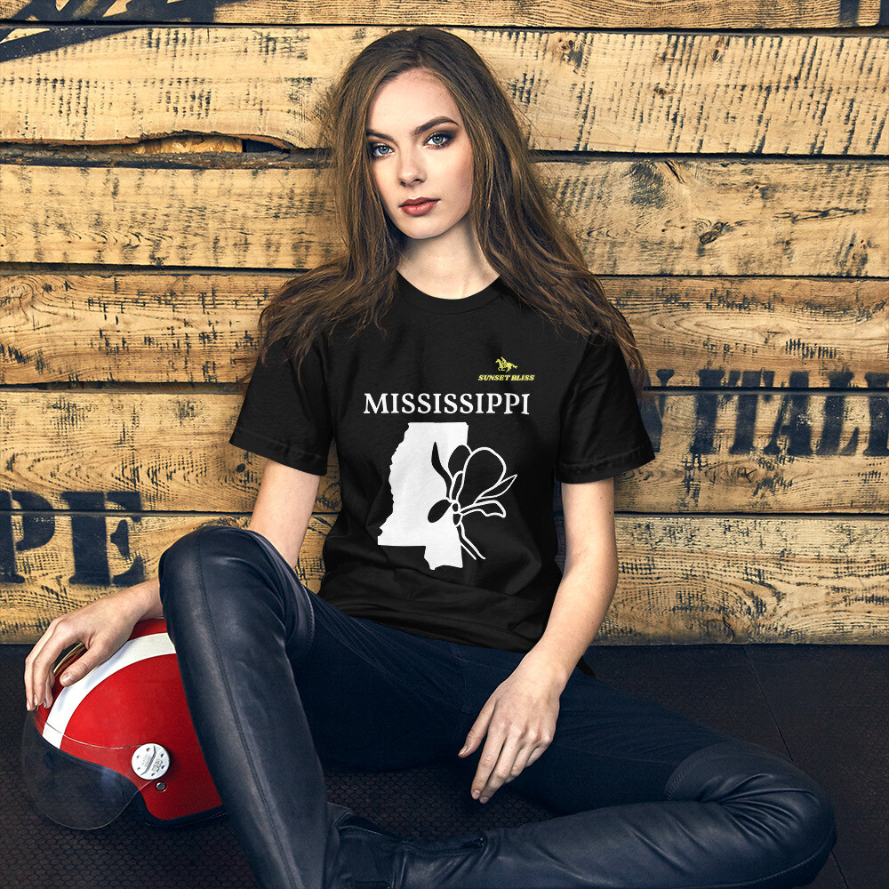 MISSISSIPPI-Short-Sleeve Unisex T-Shirt, Color: Black, Size: S