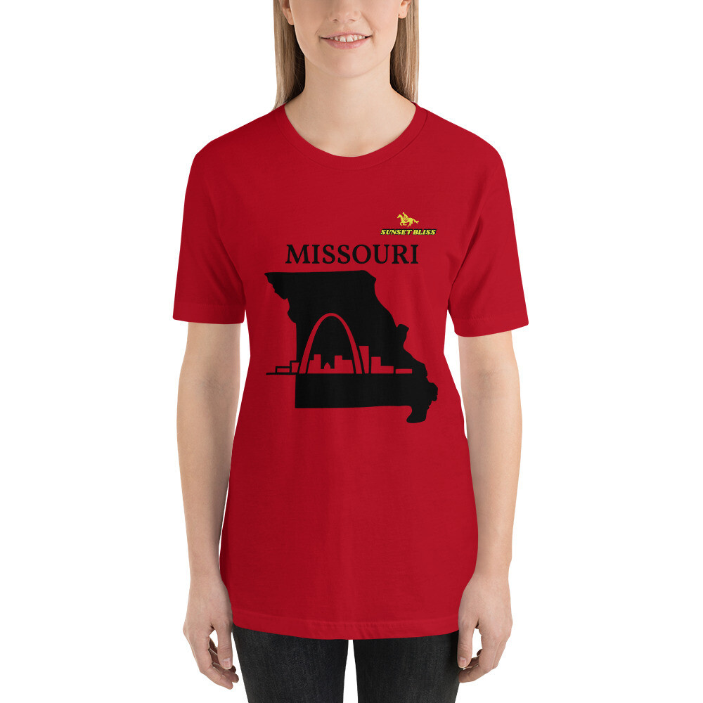 MISSOURI-Short-Sleeve Unisex T-Shirt, Color: Red, Size: S