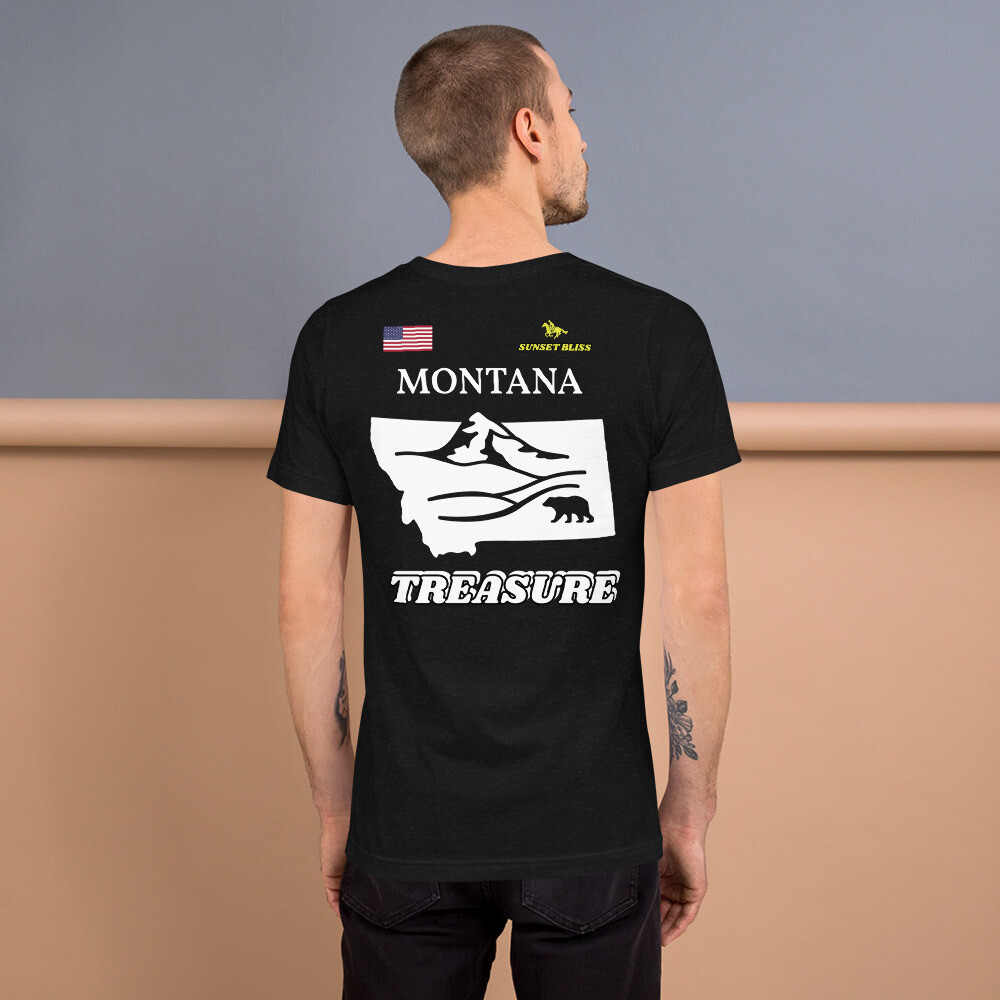 MONTANA-Short-Sleeve Unisex T-Shirt, Color: Black Heather, Size: S