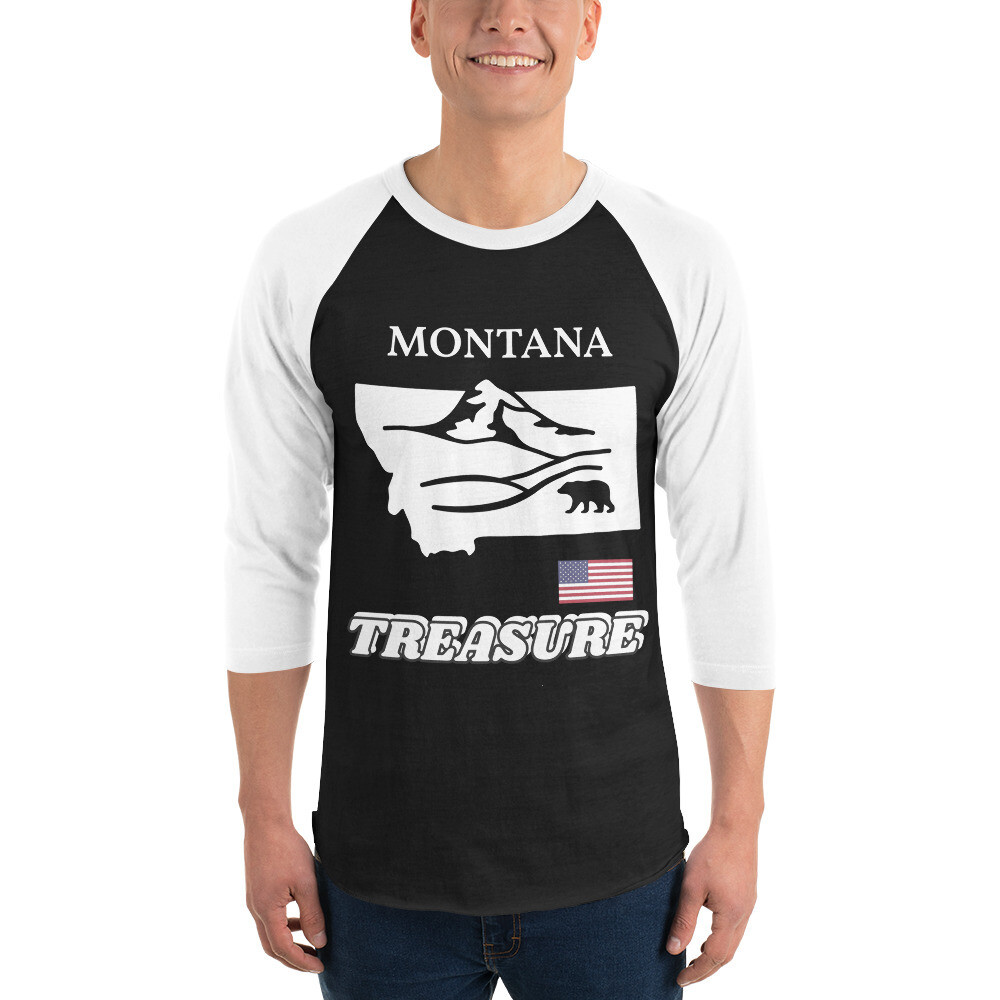 MONTANA-3/4 sleeve raglan shirt, Color: Black/White, Size: XS