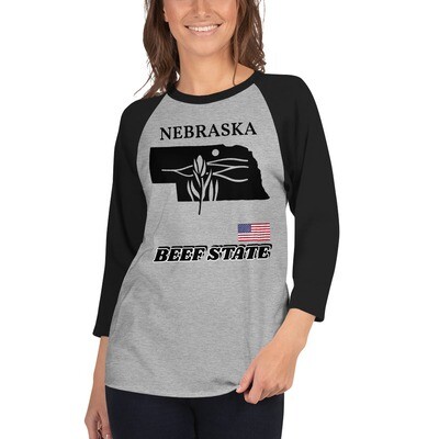 NEBRASKA-3/4 sleeve raglan shirt