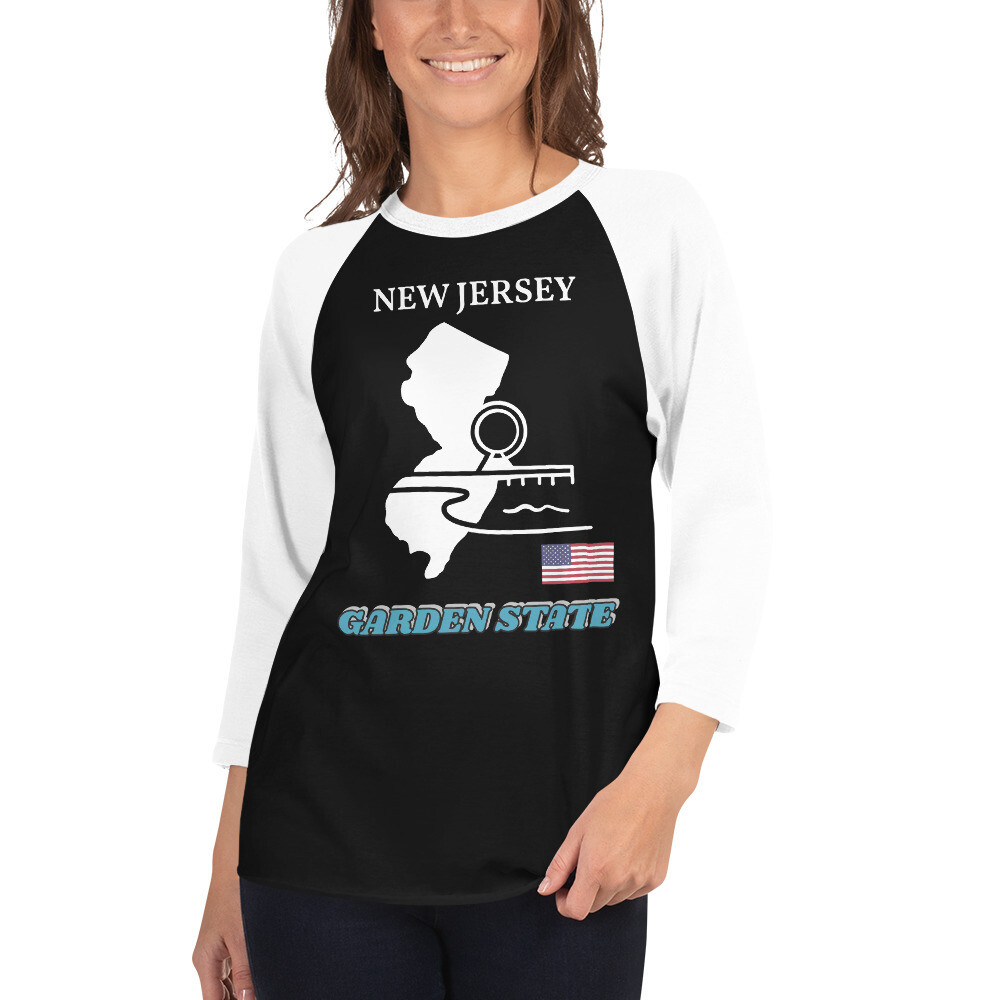 NEW JERSEY-3/4 sleeve raglan shirt, Color: Black/White, Size: XS