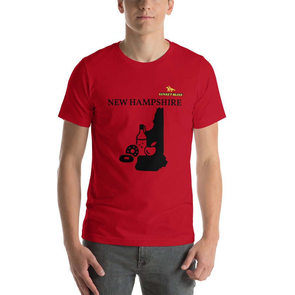 NEW HAMPSHIRE-Short-Sleeve Unisex T-Shirt, Color: Red, Size: S
