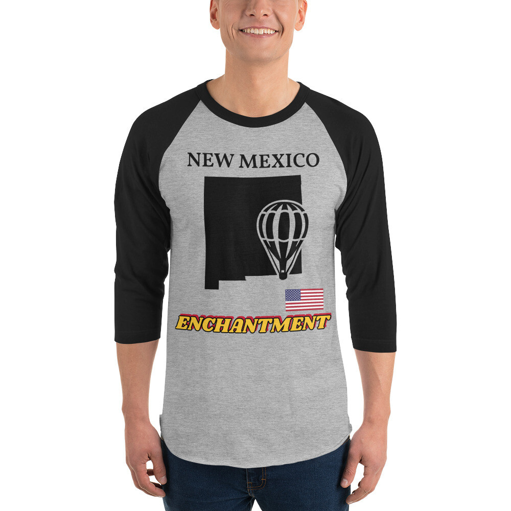 NEW MEXICO-3/4 sleeve raglan shirt, Color: Heather Grey/Black, Size: XS