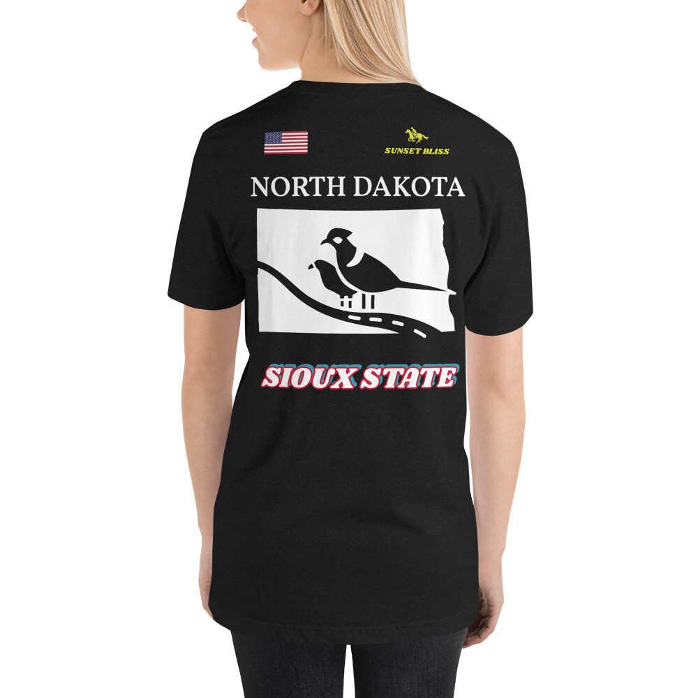 NORTH DAKOTA-Short-sleeve unisex t-shirt, Color: Black Heather, Size: S