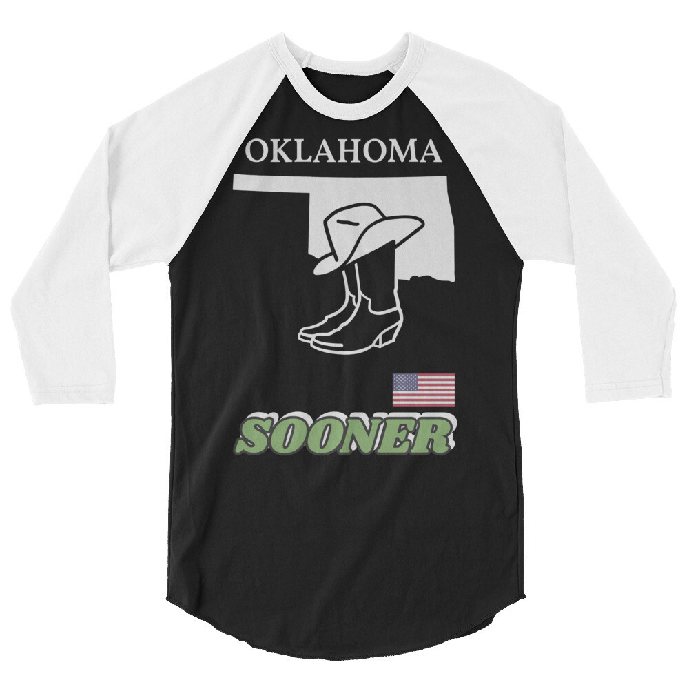 OKLAHOMA-3/4 sleeve raglan shirt, Color: Black/White, Size: XS