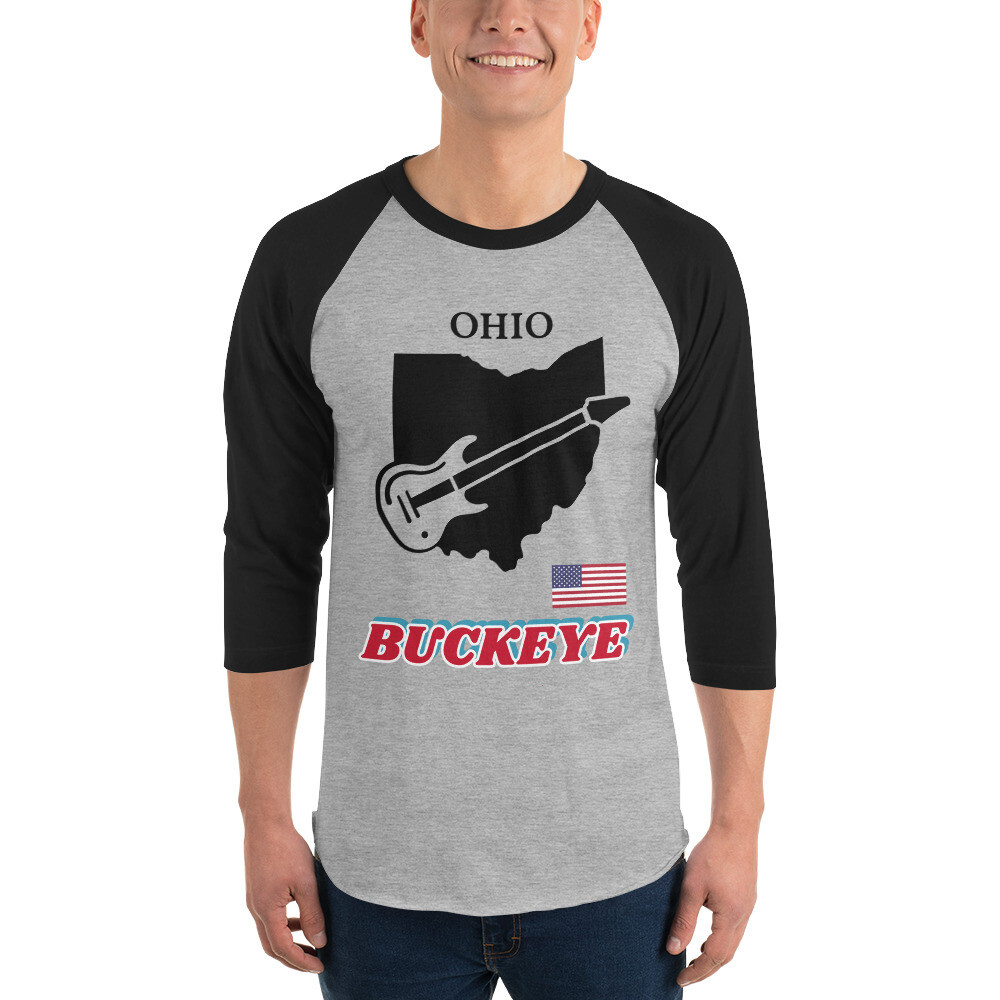 OHIO-3/4 sleeve raglan shirt, Color: Heather Grey/Black, Size: XS