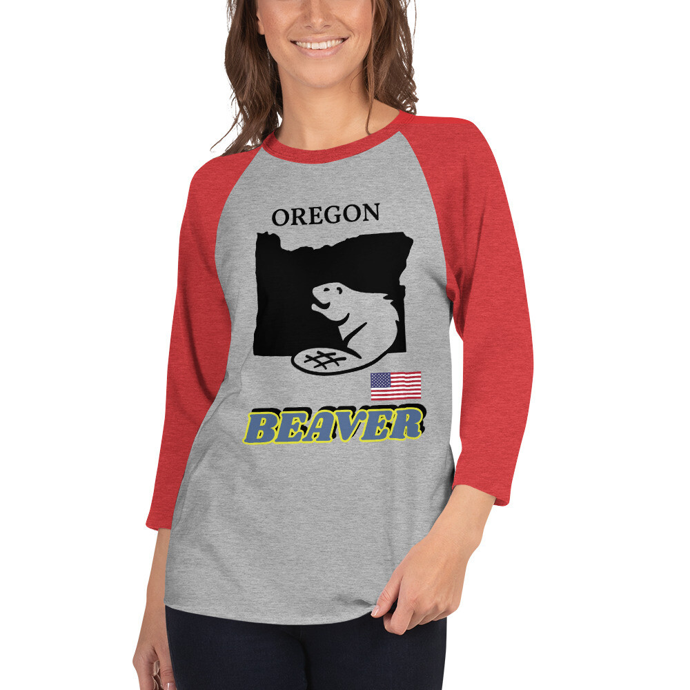 OREGON-3/4 sleeve raglan shirt, Color: Heather Grey/Heather Red, Size: XS