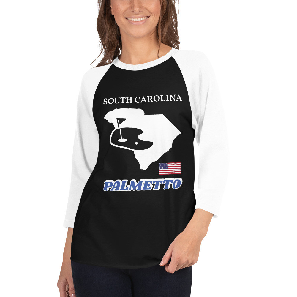 SOUTH CAROLINA-3/4 sleeve raglan shirt, Color: Black/White, Size: XS