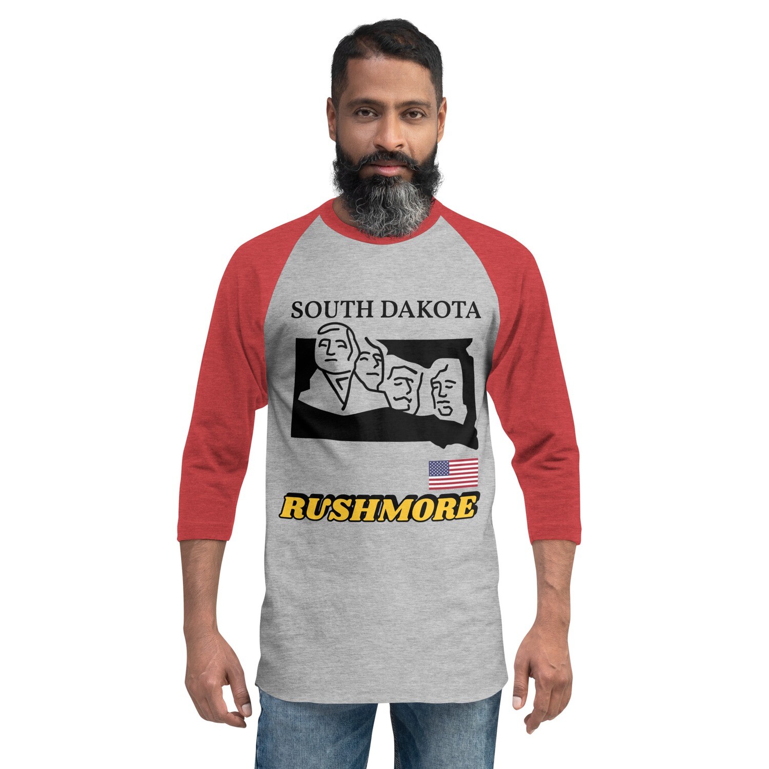 SOUTH CAROLINA-3/4 sleeve raglan shirt, Color: Heather Grey/Heather Red, Size: XS