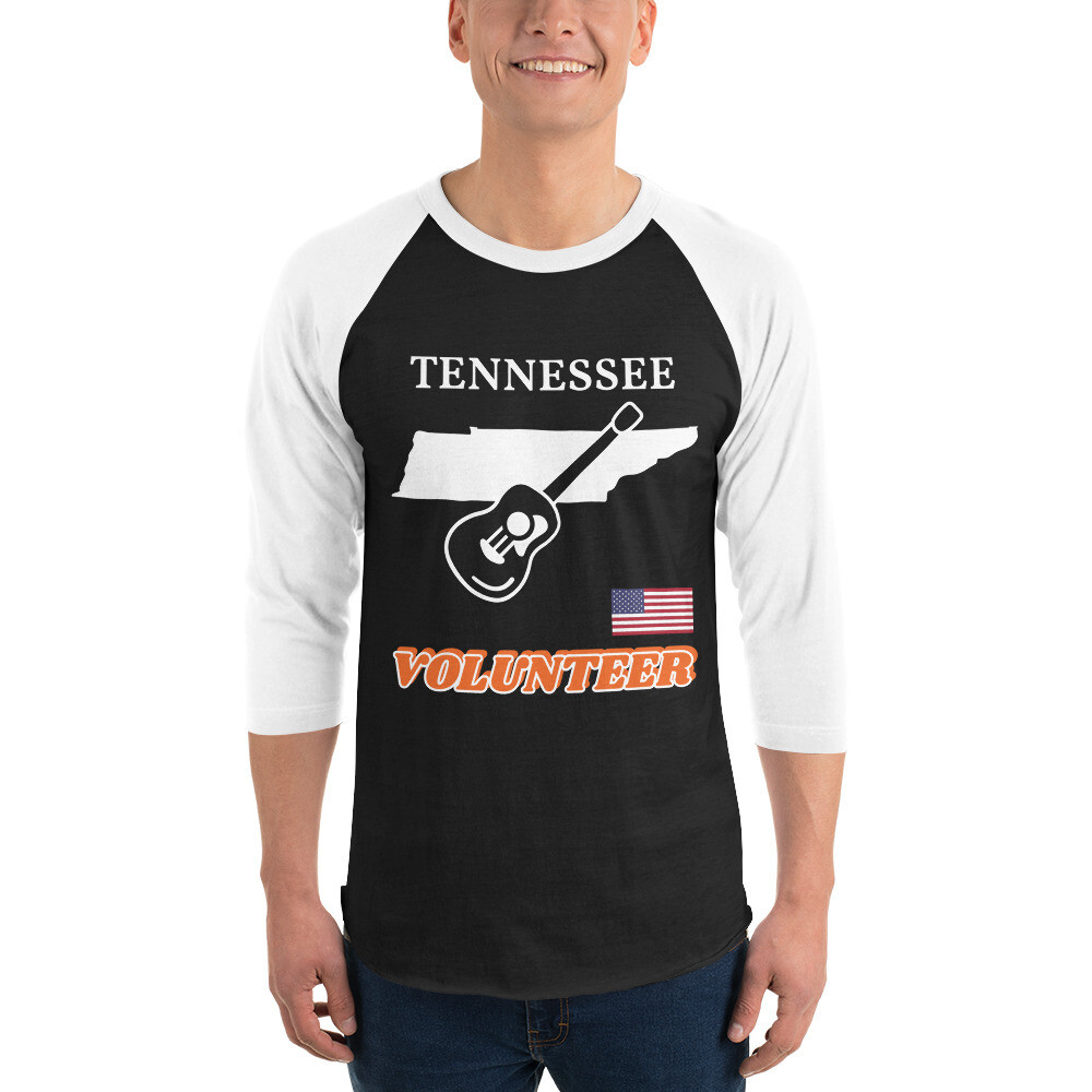 TENNESSEE-3/4 sleeve raglan shirt, Color: Black/White, Size: XS