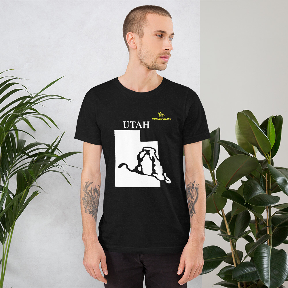 UTAH-Short-sleeve unisex t-shirt, Color: Black Heather, Size: S