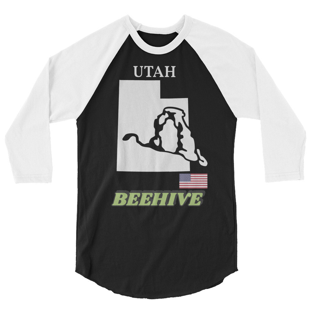 UTAH-3/4 sleeve raglan shirt, Color: Black/White, Size: XS