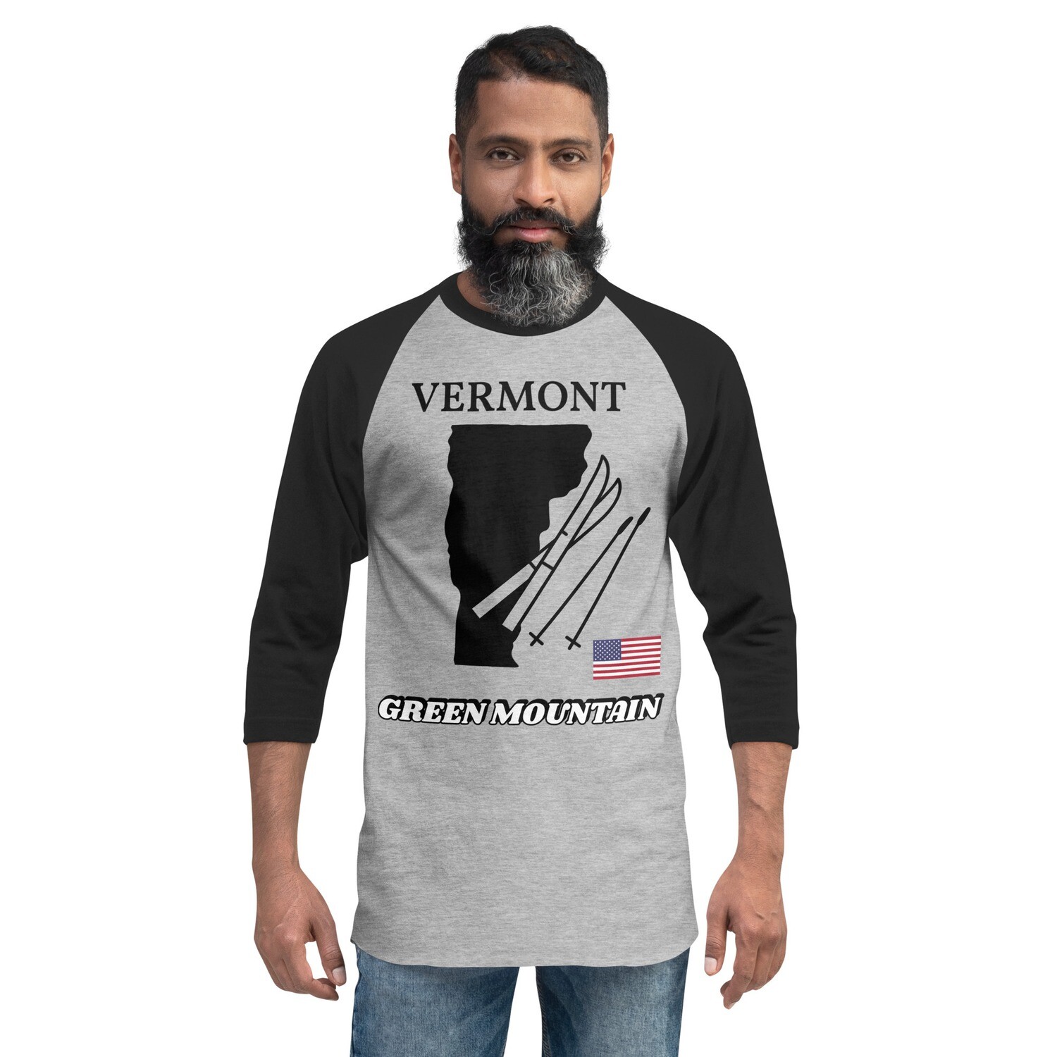 VERMONT-3/4 sleeve raglan shirt, Color: Heather Grey/Black, Size: XS