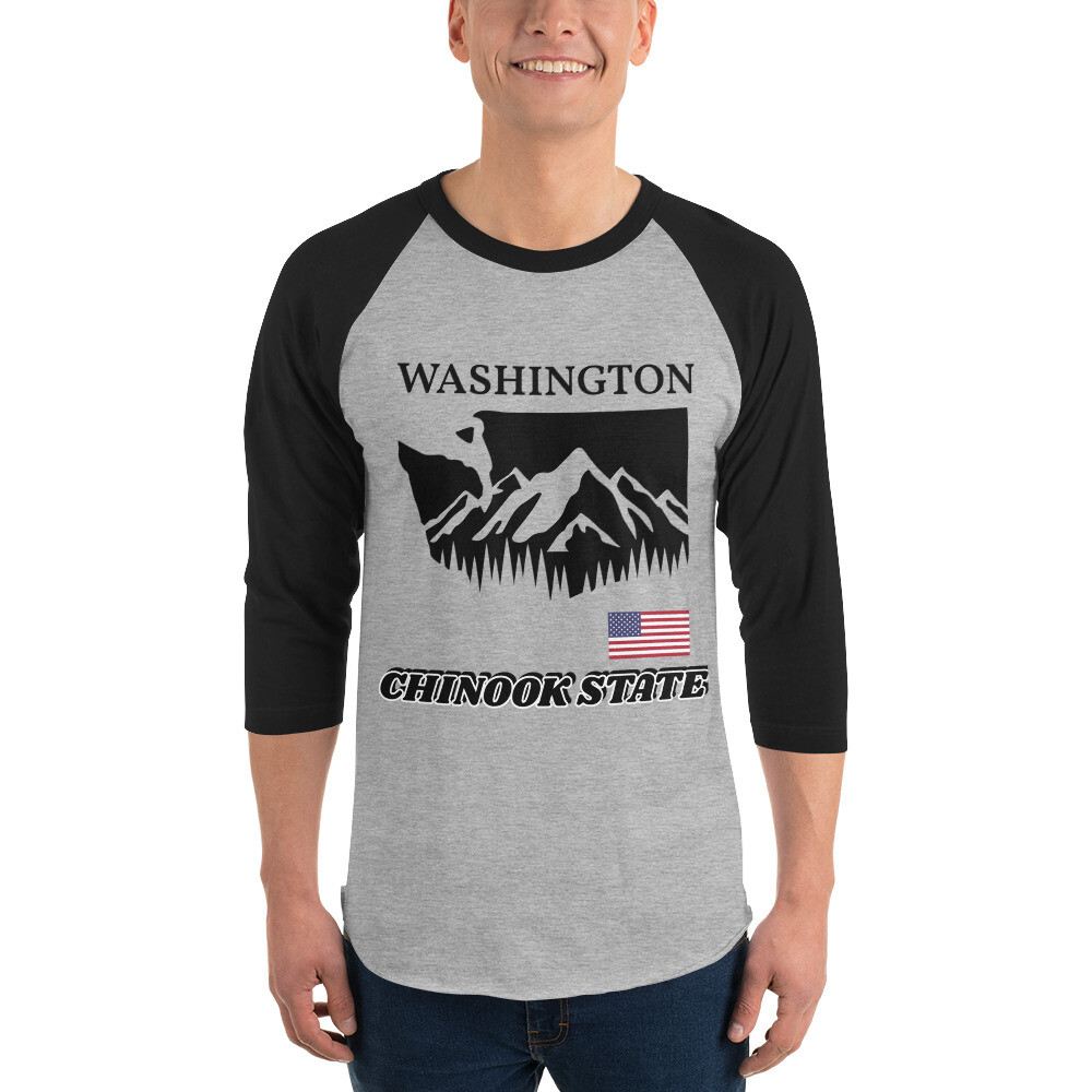 WASHINGTON-3/4 sleeve raglan shirt, Color: Heather Grey/Black, Size: XS
