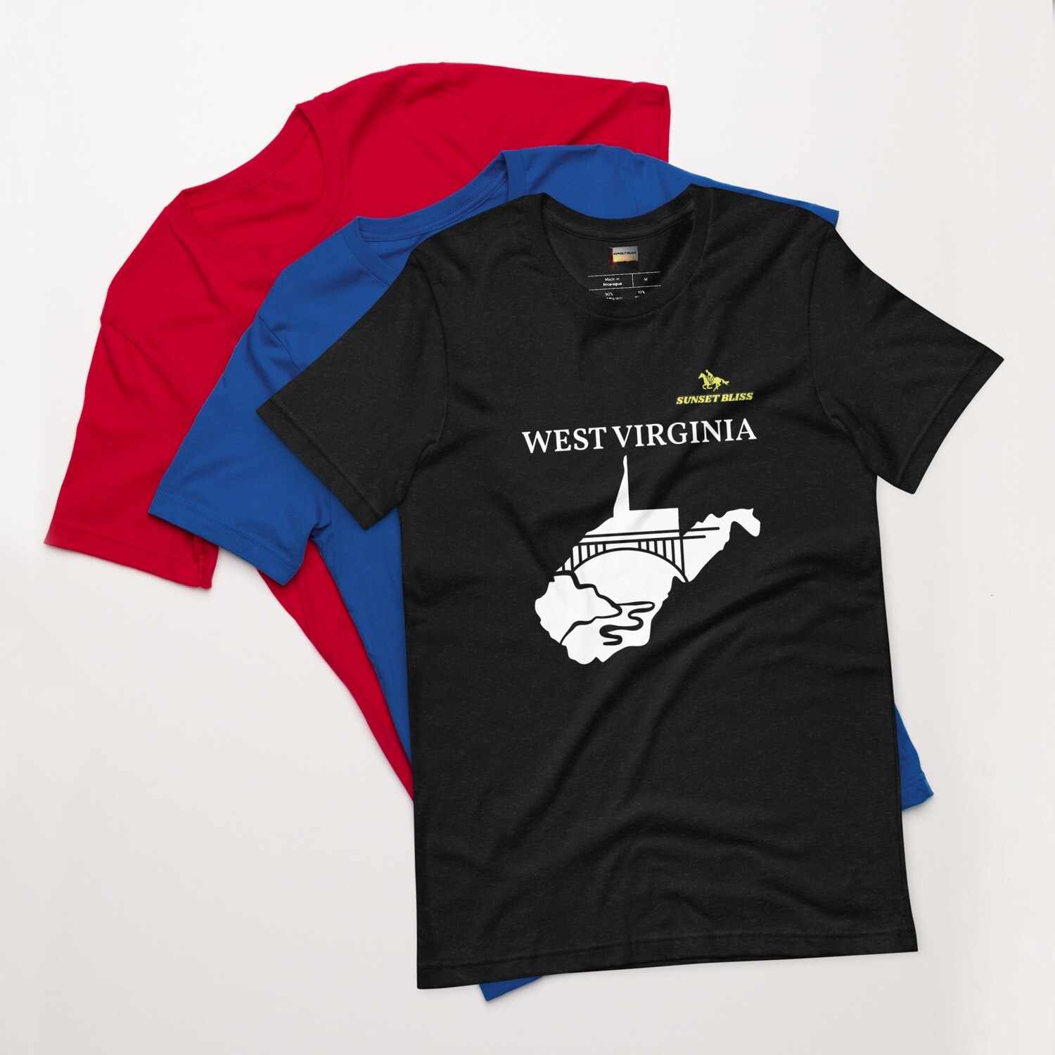 WEST VIRGINIA-Short-sleeve unisex t-shirt, Color: Black Heather, Size: S